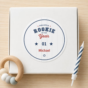 Little Rookie 1st Birthday Baseball  Classic Round Sticker