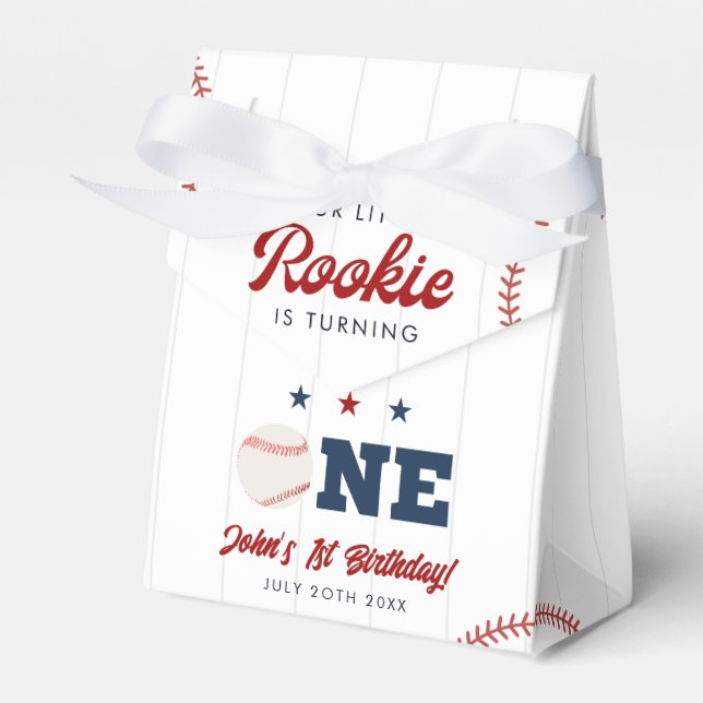 Little Rookie Baseball 1st Birthday Favor Box (Front Side)