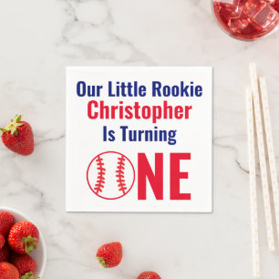 Little Rookie Baseball 1st Birthday Napkin
