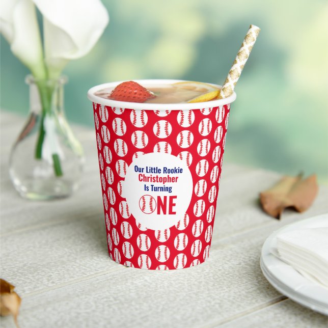 Little Rookie Baseball 1st Birthday Paper Cups (Insitu)