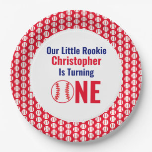 Little Rookie Baseball 1st Birthday Paper Plate
