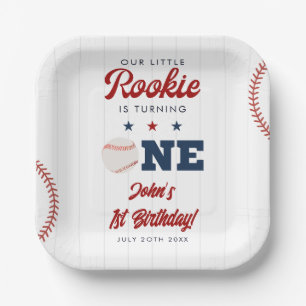 Little Rookie Baseball 1st Birthday Paper Plate
