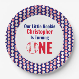 Little Rookie Baseball 1st Birthday Paper Plate