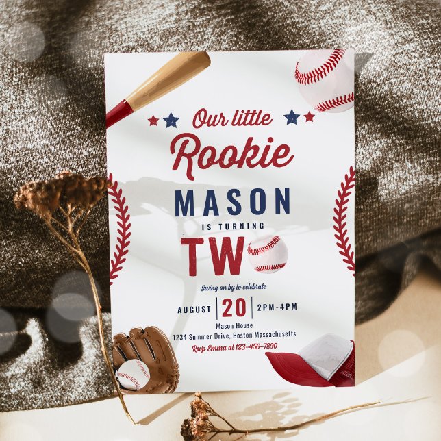 Little Rookie Baseball 2nd Birthday Party Invitation (Creator Uploaded)