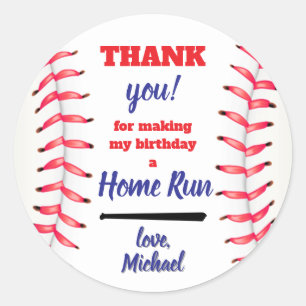 Little Rookie Baseball First Birthday Thank You  Classic Round Sticker