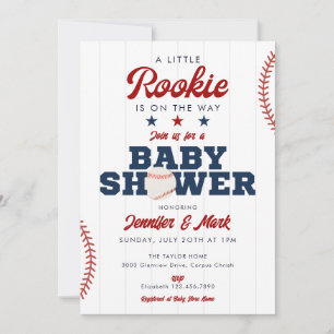 Little Rookie Baseball Sports Baby Shower Invitation