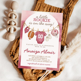 Little Rookie Football Clothesline Baby Shower Invitation