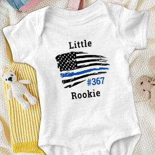 Little Rookie Personalized Thin Blue Line Police B Baby Bodysuit