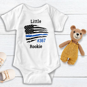 Little Rookie Personalized Thin Blue Line Police Baby Bodysuit