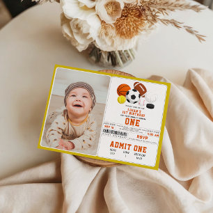 Little Rookie Sports 1st Birthday Fun All-Star Invitation