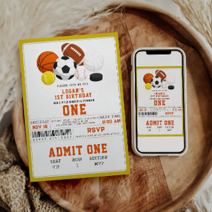 Little Rookie Sports 1st Birthday   Fun All-Star  Invitation