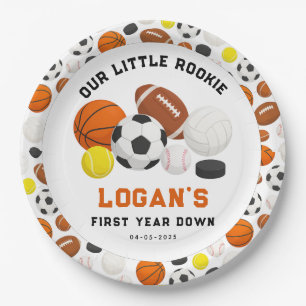 Little Rookie Sports 1st Birthday Party All-Star Paper Plate