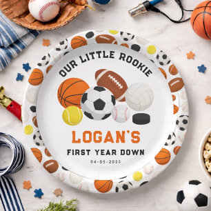Little Rookie Sports 1st Birthday Party All-Star Paper Plate