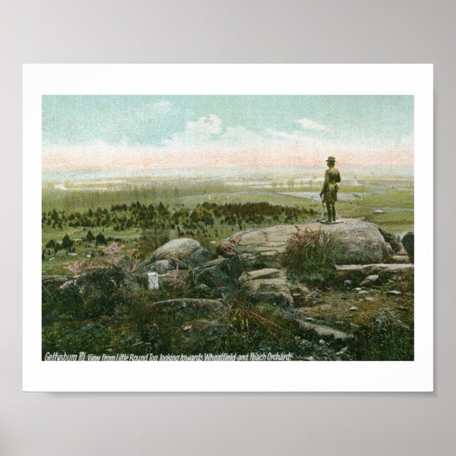 Little Round Top, Gettysburg Battlefield Vintage Poster (Front)