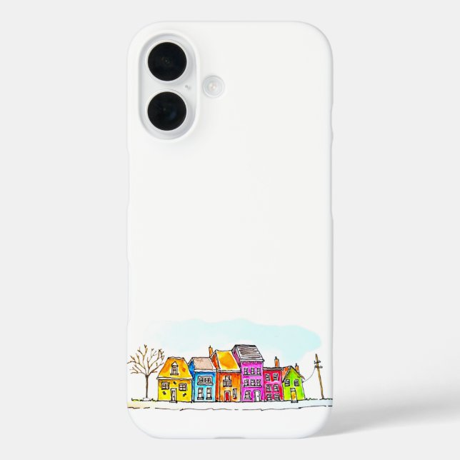 Little Row of Colourful Houses  Case-Mate iPhone Case (Back)