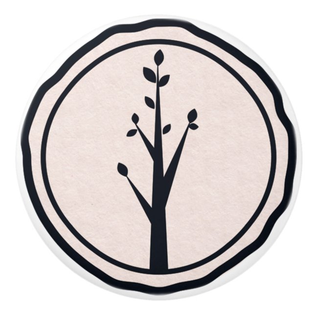 Little Rustic Tree Nature Minimalist Organic Theme Ceramic Knob (Front)