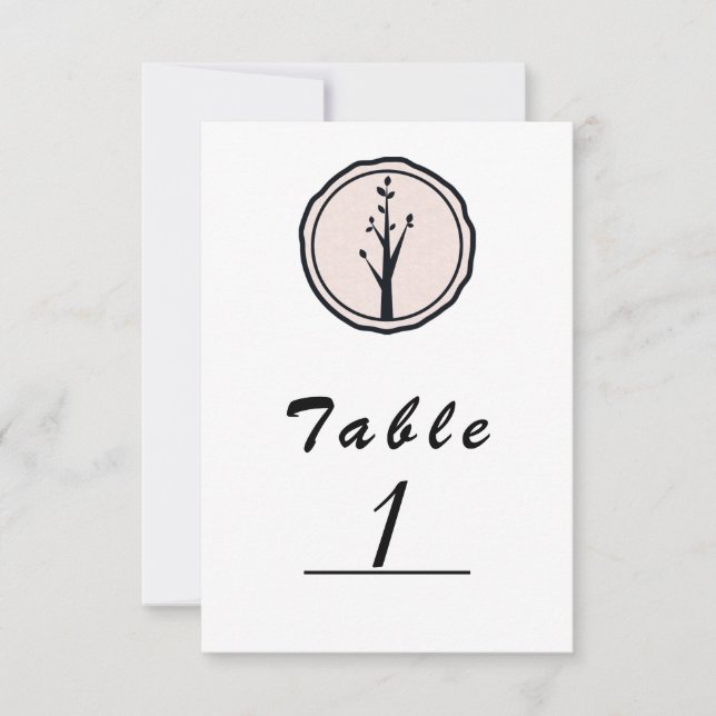 Little Rustic Tree Nature Wedding Table Number (Front)