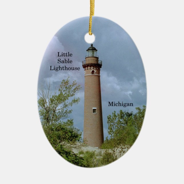 Little Sable Lighthouse oval ornament (Front)