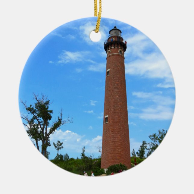 Little Sable Ligthouse Ceramic Ornament (Front)