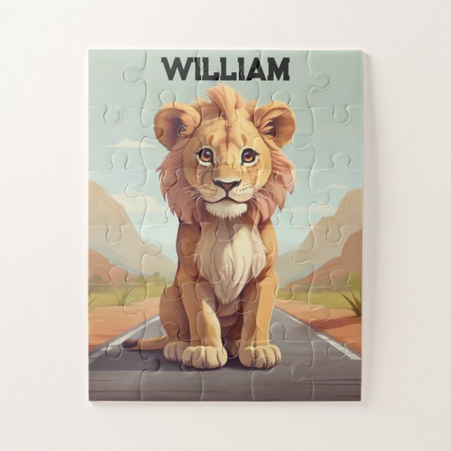 Little Safari Lion Personalized Jigsaw Puzzle (Vertical)