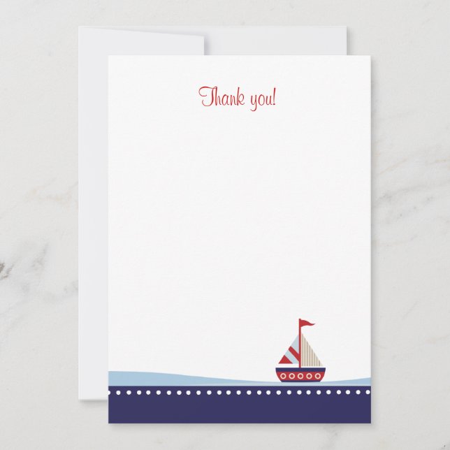 Little Sailboat Flat Thank You note Note Card (Front)