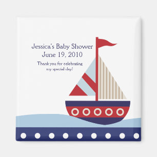 Little Sailboat Navy  Baby Shower Magnet Favour