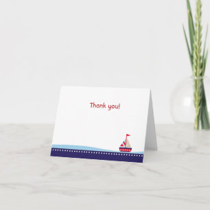Little sailboat Navy Folded Thank you note