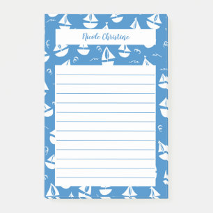 Little Sailboats Pattern Blue CUSTOMIZE IT Notepad