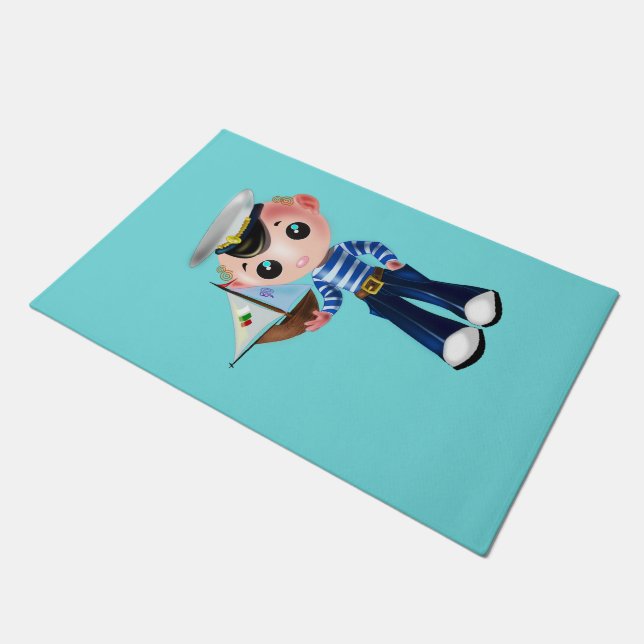 Little Sailor Boy Doormat - Customizable (Angled)