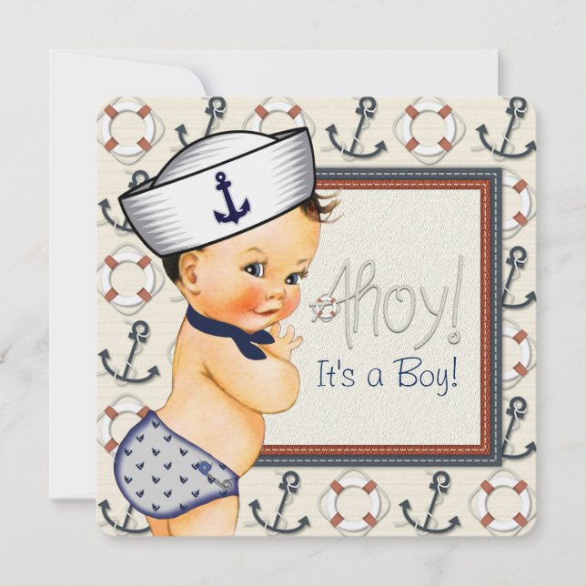 Little Sailor Boy Nautical Baby Shower Invitation (Front)