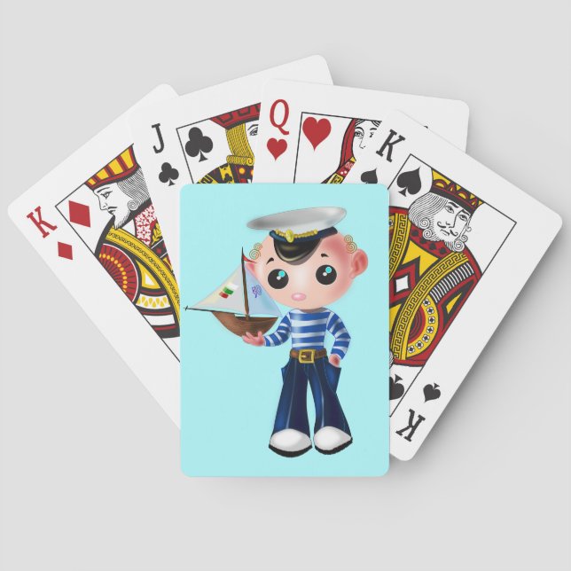 Little Sailor Boy Playing Cards - Customizable (Back)