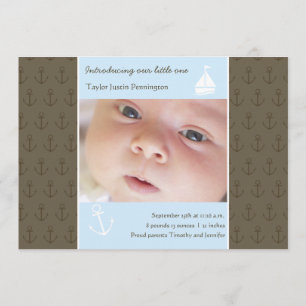 Little sailor boys newborn baby photo announcement