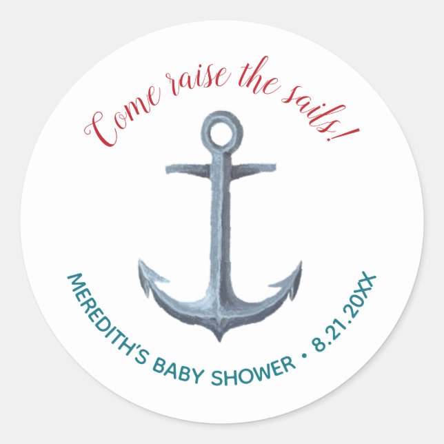 Little Sailor Nautical Baby Shower Sticker (Front)