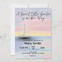 Little Sailor on Her Way Baby Shower Invite 