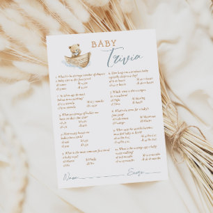 Little Sailor Teddy Bear Baby Shower Trivia Card