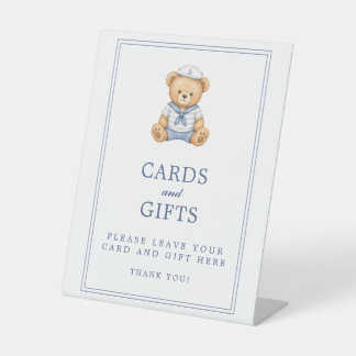 Little Sailor Teddy Bear Nautical Cards and Gifts Pedestal Sign
