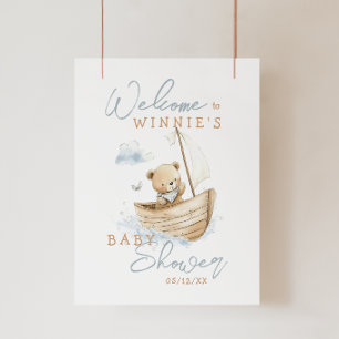 Little Sailor Teddy Bear Welcome Baby Shower Poster