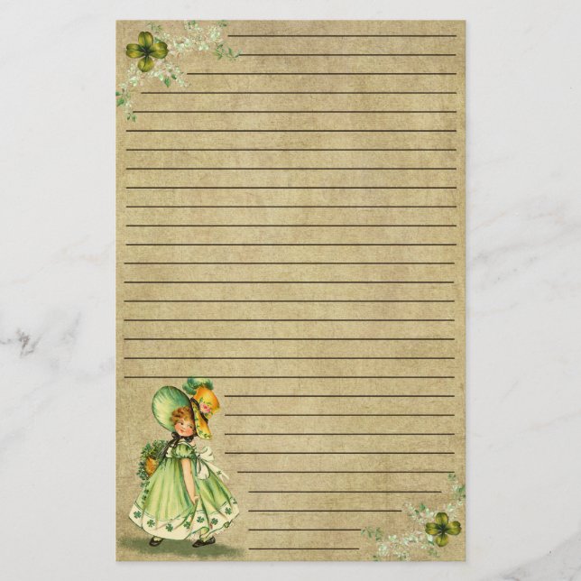 Little Saint Patty's Day Girl- Stationery (Front)