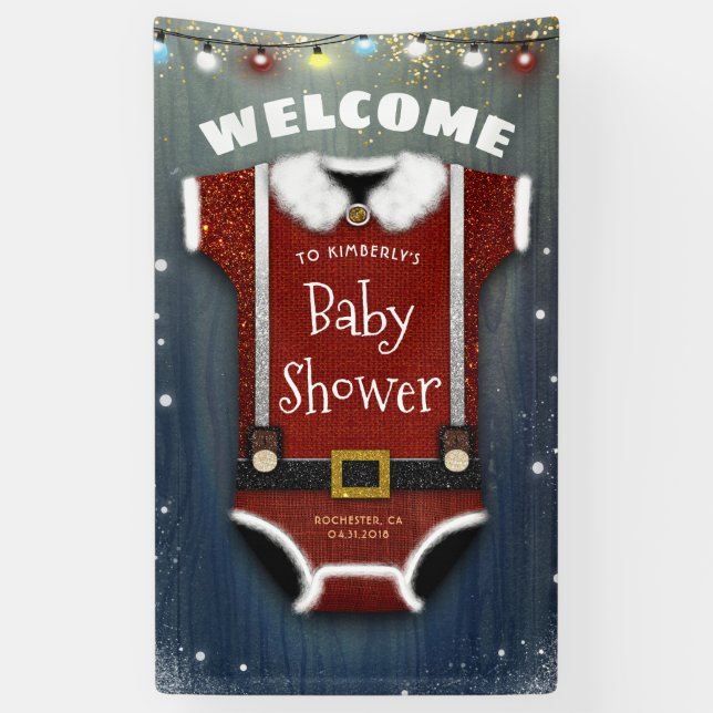 Little Santa Baby Bodysuit Winter Shower Welcome Banner (Vertical)