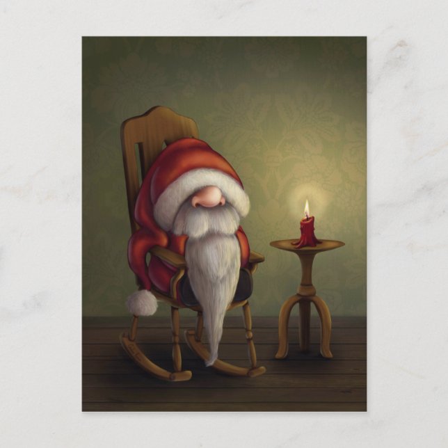 Little Santa in his rocking chair Holiday Postcard (Front)