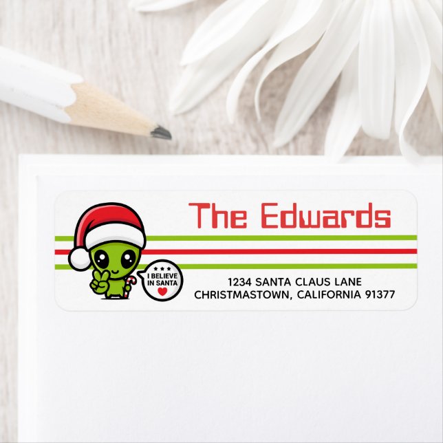 Little Santa Martian Alien Return Address Label (Insitu)