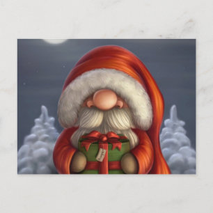 Little Santa with a gift Holiday Postcard