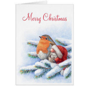 Little Santa with a red robin
