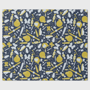 Little School Things Scattered on Wrapping Paper