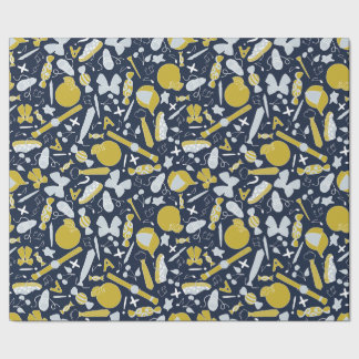 Little School Things Scattered on Wrapping Paper