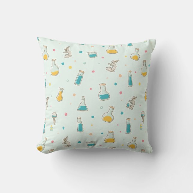 Little Scientist at Work” Cute Kids Science  Throw Pillow (Front)