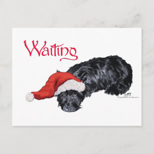 Little Scottie Dog Waiting for Santa Holiday Postcard