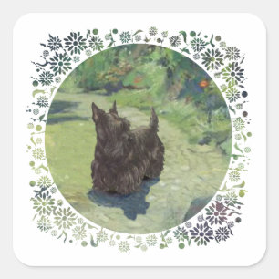 Little Scottie in the Garden Square Sticker