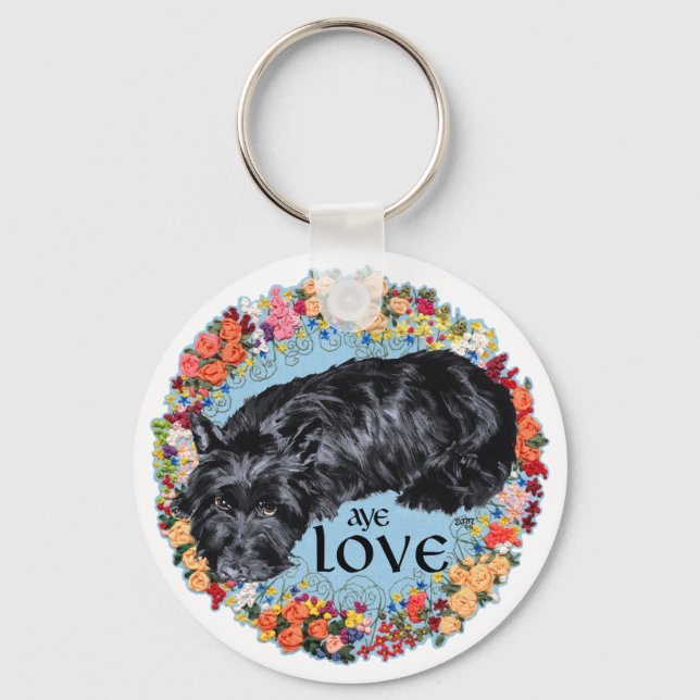 Little Scottie on Tartan Keychain (Front)