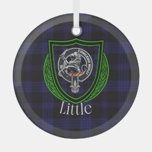 Little Scottish Clan Tartan & Crest Glass Ornament
